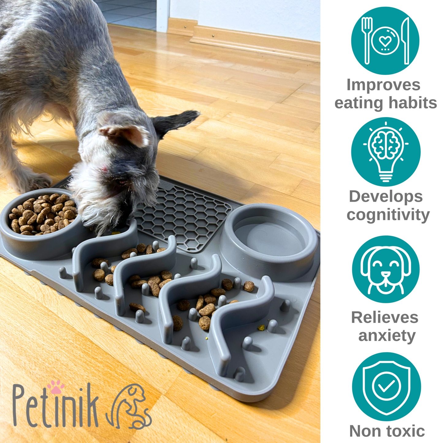 Petinik Slow Feeder Mat for Pets- 17x11x2 inches