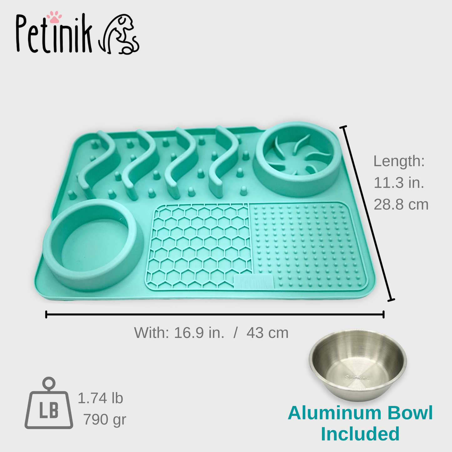 Petinik Slow Feeder Mat for Pets- 17x11x2 inches