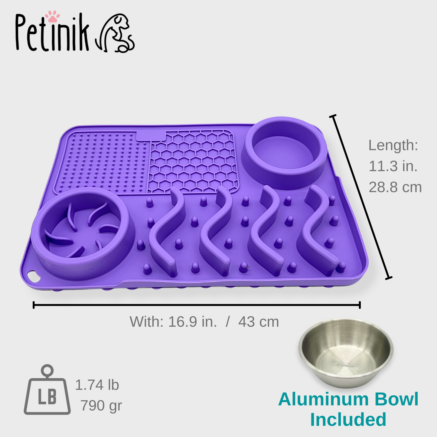 Petinik Slow Feeder Mat for Pets- 17x11x2 inches