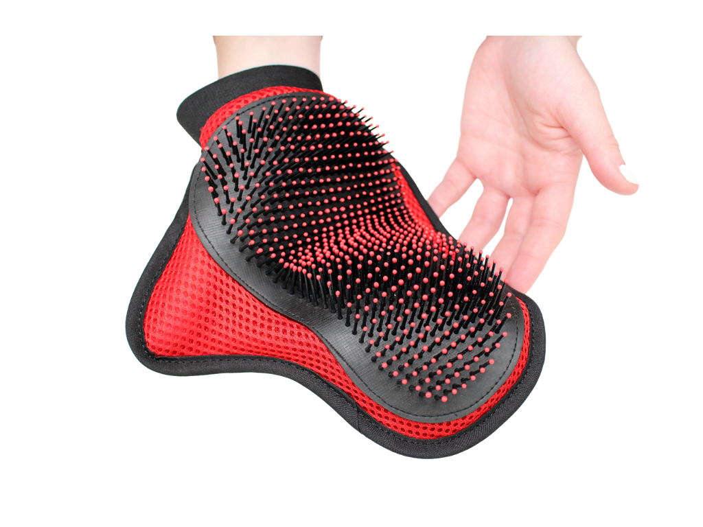 Petinik Pet Grooming Glove - Right Handed Brush for Dogs & Cats - Gently remove loose hair & massage pets with ease.